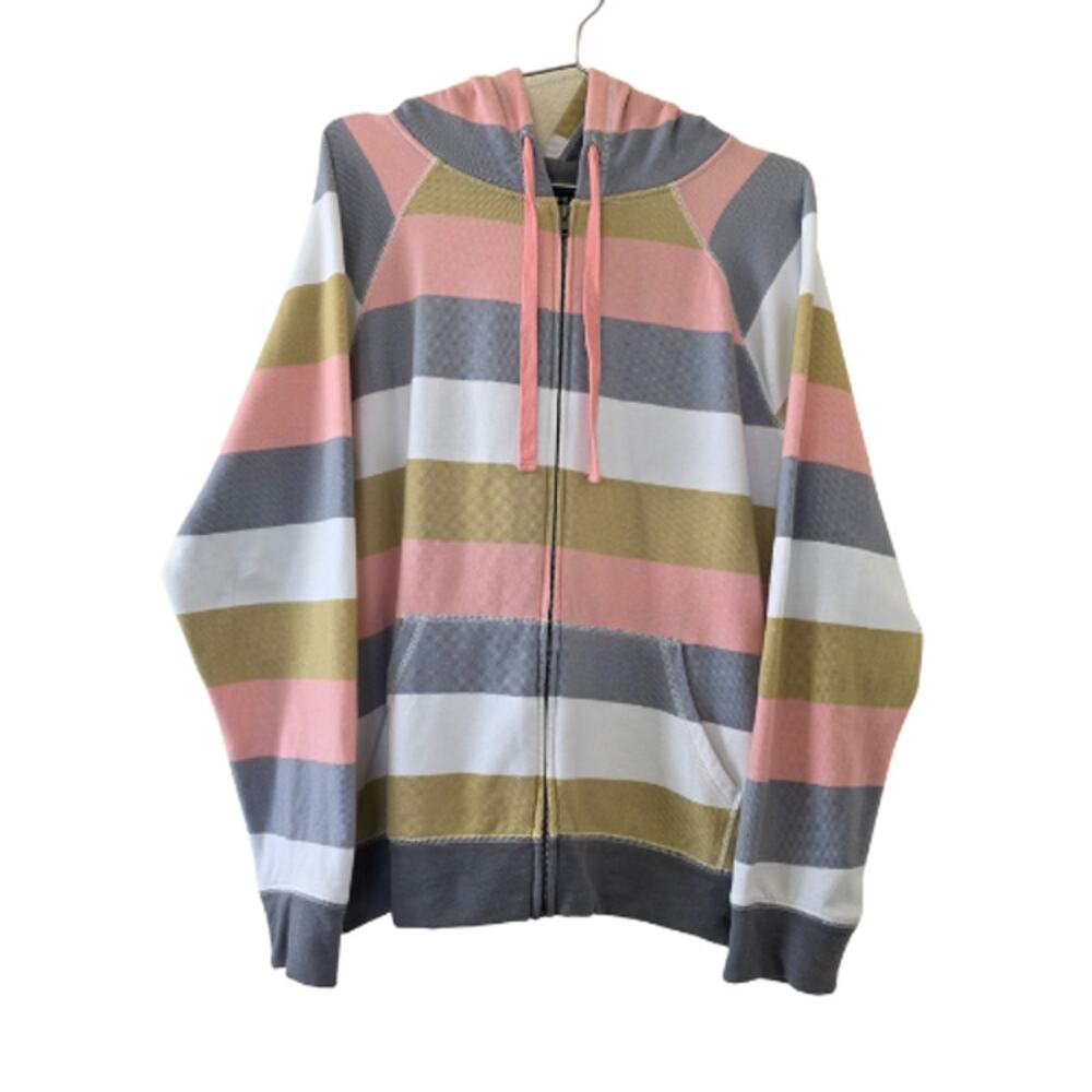 Torrid Zip Up Hoodie Striped Pink Gray Olive White Women Size XL Soft Fleece